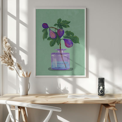 Figs Branch In Vase - Poster / Art Print - interiör