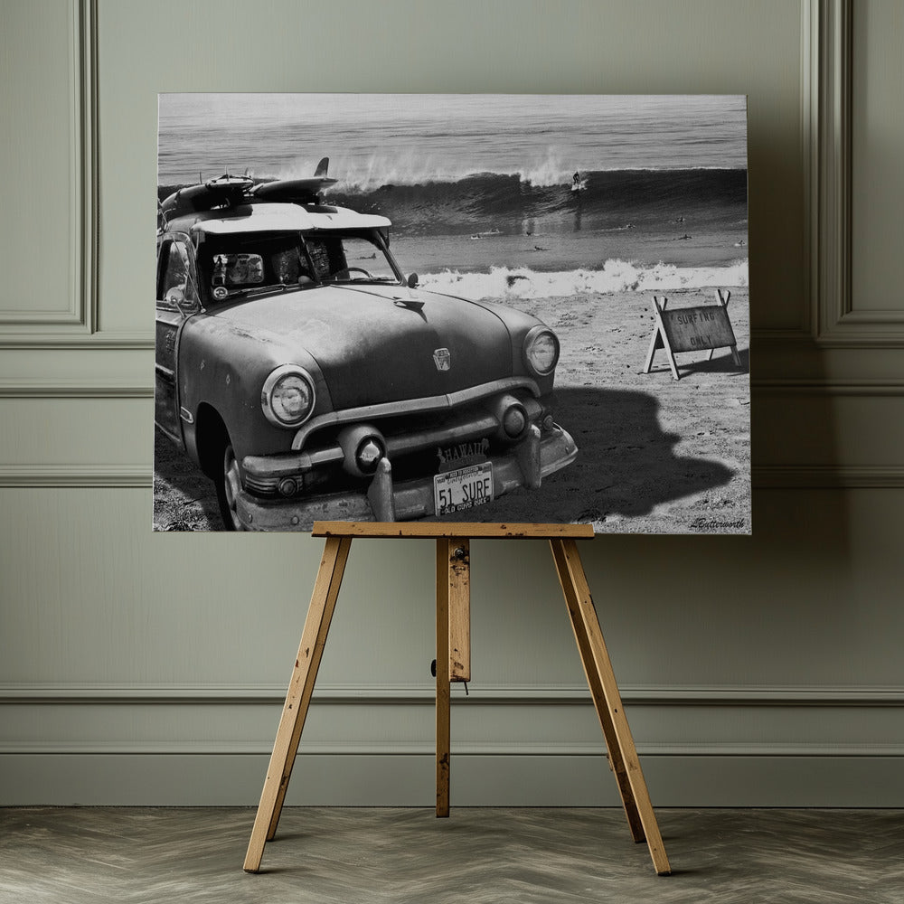 Vintage Ford Woody - Poster / Art Print - interiör