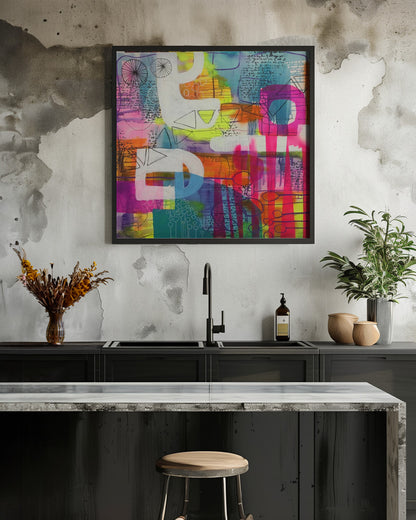 Geometric Shapes and Colorful Patterns - Poster / Art Print - interiör