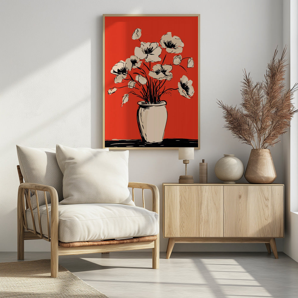 Poppies in a Vase - Poster / Art Print - interiör