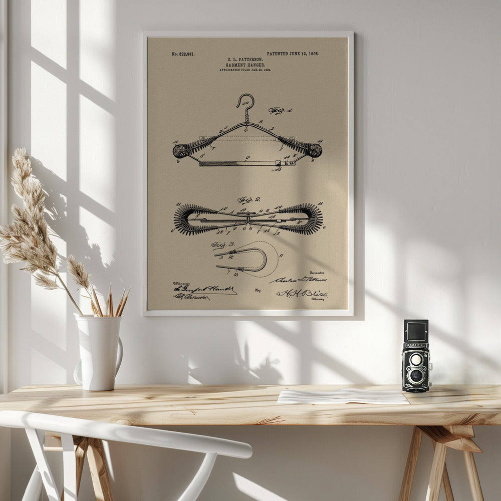 Garment Hanger Patent 1906 - Poster / Art Print - interiör