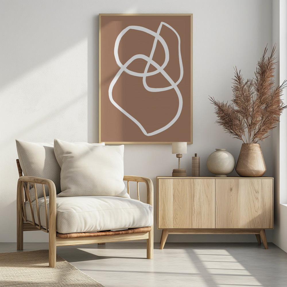 Abstract Lines Mocha - Poster / Art Print - interiör