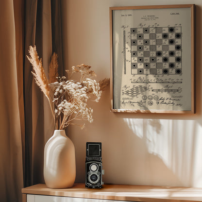 Checker and Chess Board Patent 1921 - Poster / Art Print - interiör