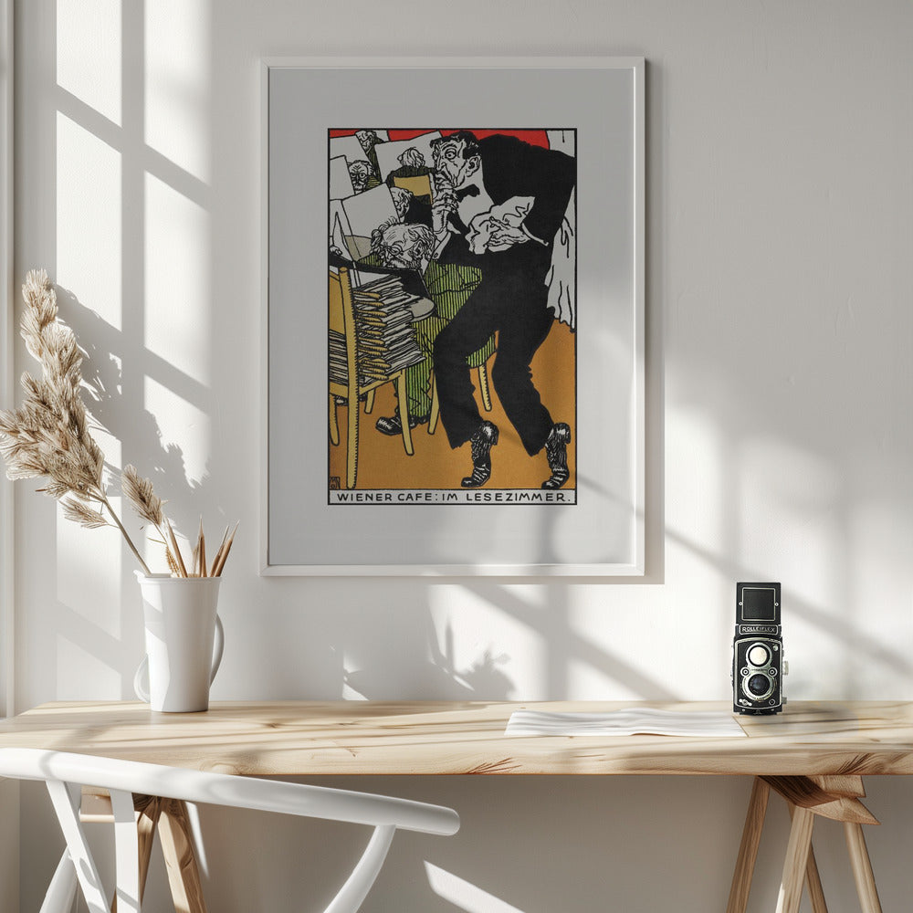 Vienesse Café  In the Reading Room - Poster / Art Print - interiör
