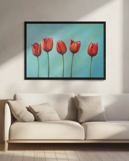 Five Tulips - Poster / Art Print - interiör