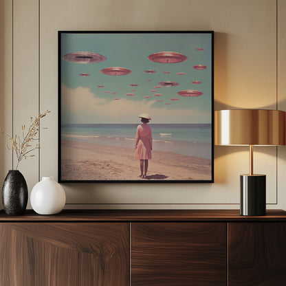 Space Beach Collage Art - Poster / Art Print - interiör