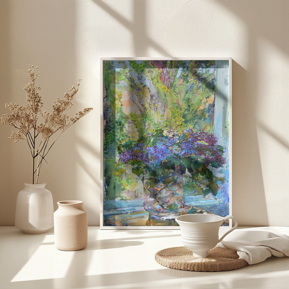 Blå blomster - Poster / Art Print - interiör