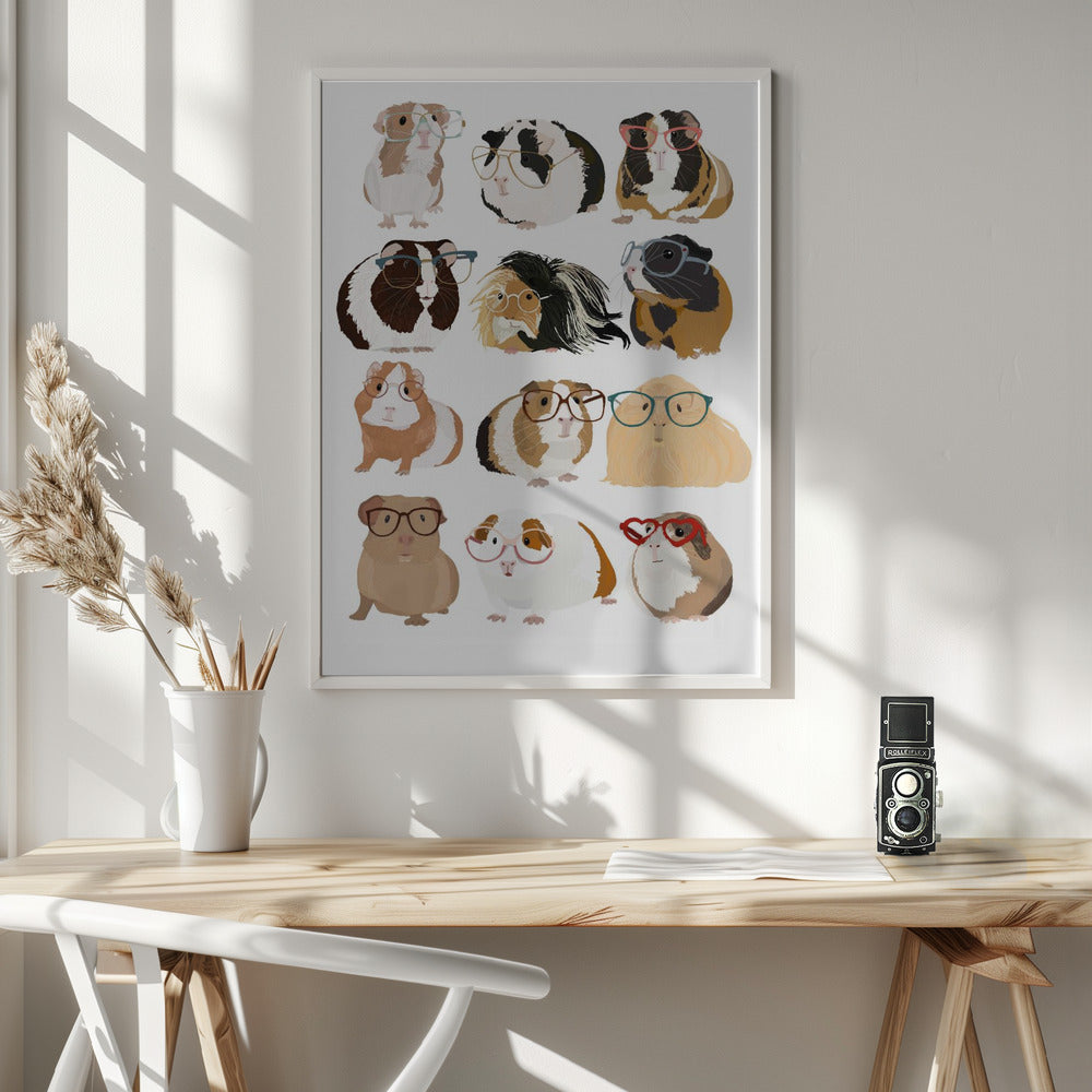 Guinea Pig in Glasses - Poster / Art Print - interiör