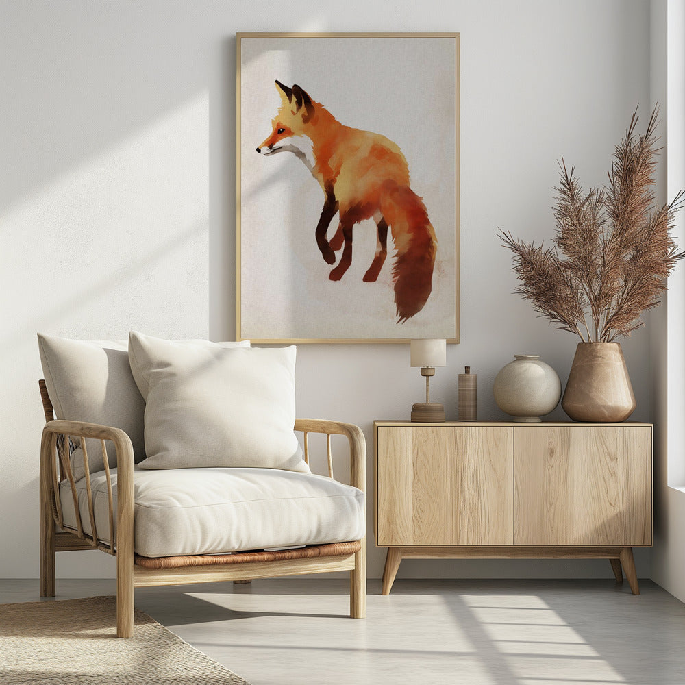 Red Fox Watercolor - Poster / Art Print - interiör