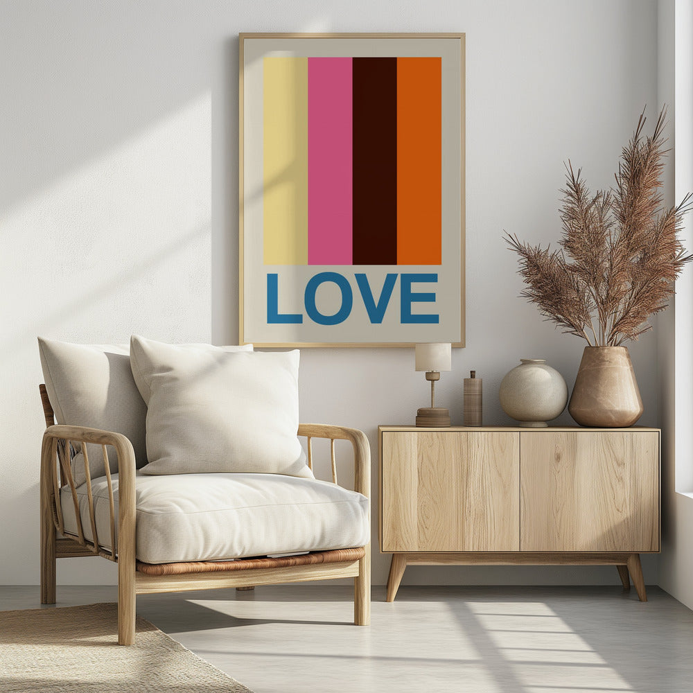 Retro Stripe LOVE Summer Fruits - Poster / Art Print - interiör