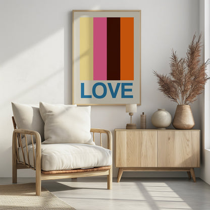 Retro Stripe LOVE Summer Fruits - Poster / Art Print - interiör