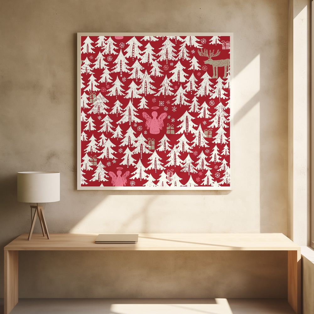 Black forest X-Mas Winter forest pattern - Poster / Art Print - interiör