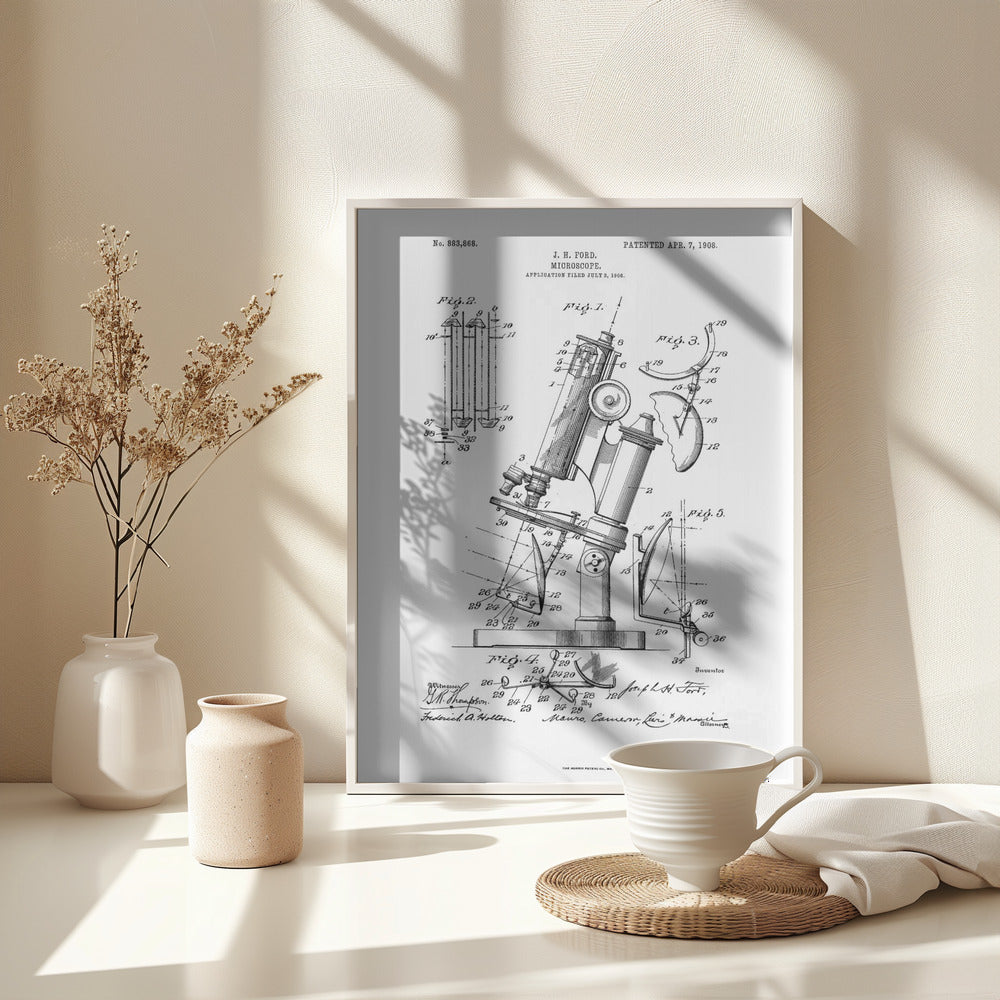 Microscope Patent 1908 - Poster / Art Print - interiör