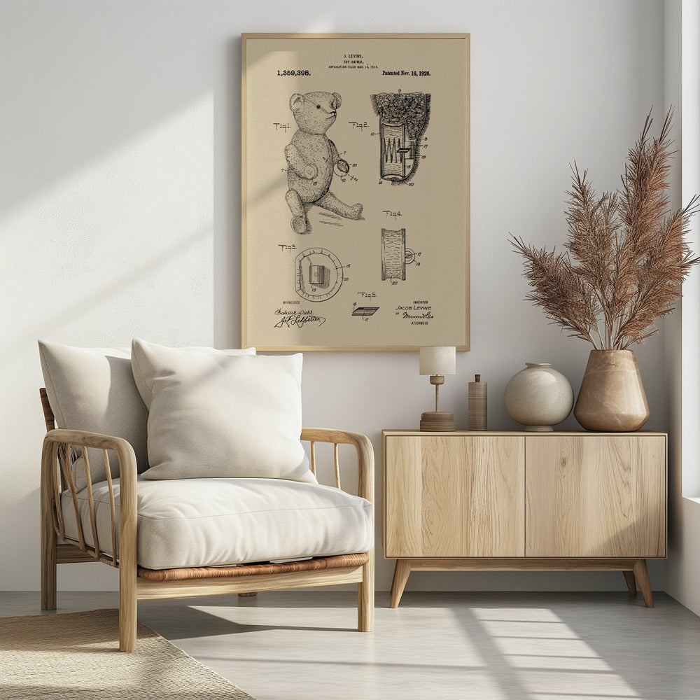 Teddybear Patent 1920 - Poster / Art Print - interiör