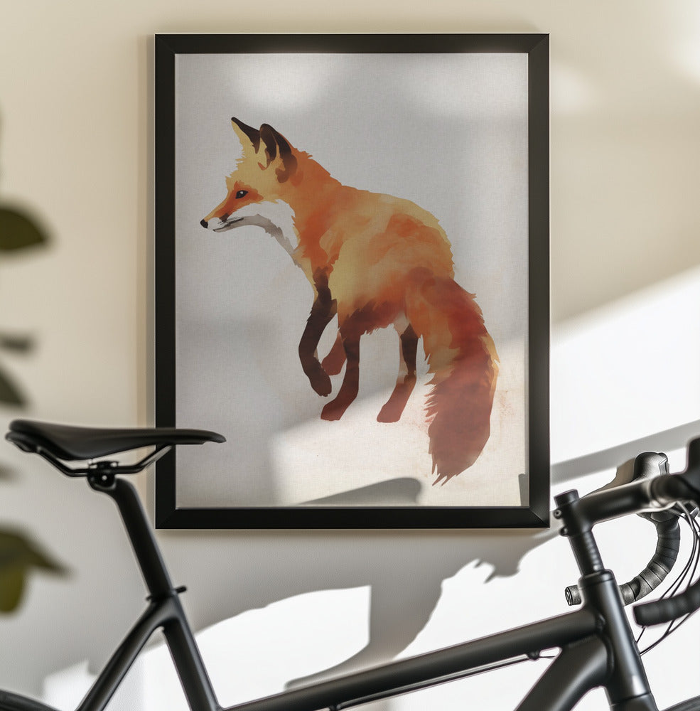 Red Fox Watercolor - Poster / Art Print - interiör