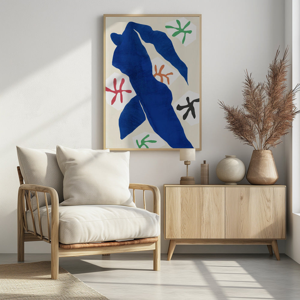Abstract Blue Figure - Poster / Art Print - interiör