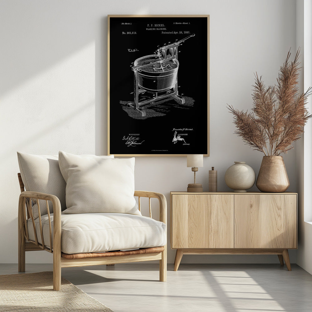 Washing Machine Patent 1887 - Poster / Art Print - interiör