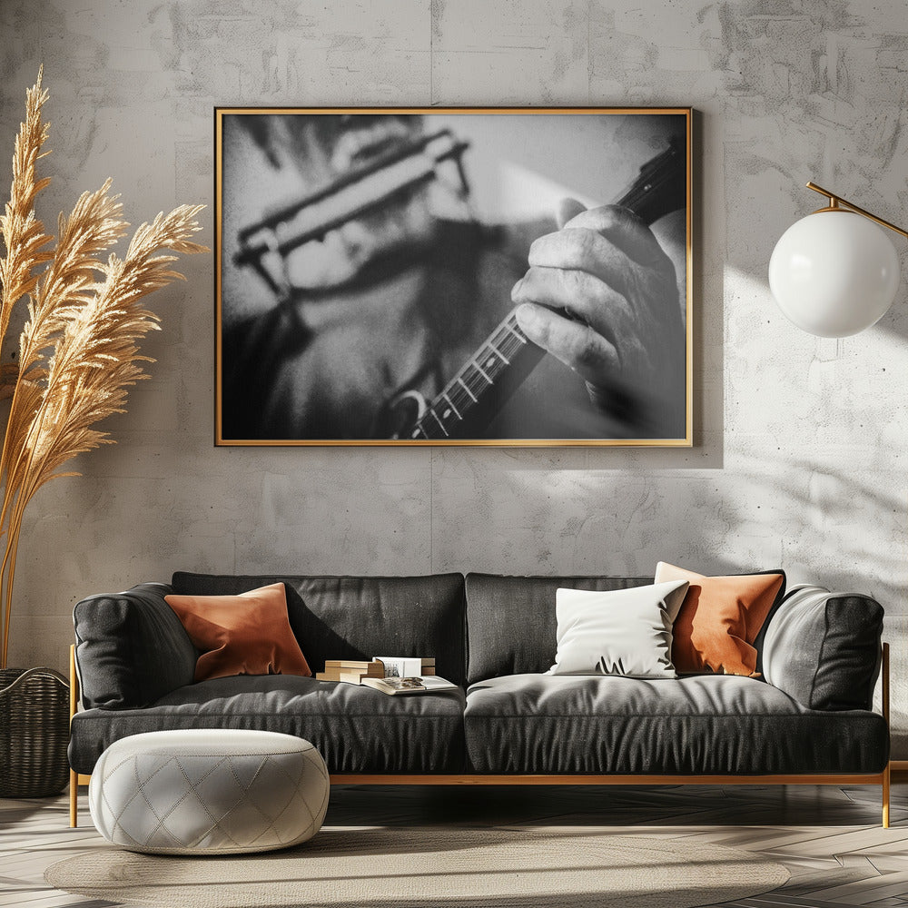 Wolf with mandolin and harmonica - Poster / Art Print - interiör
