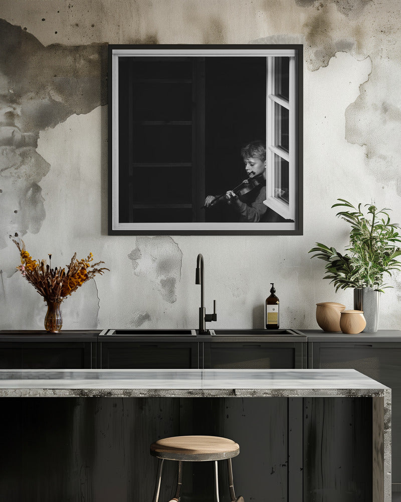 Violinist in the window - Poster / Art Print - interiör