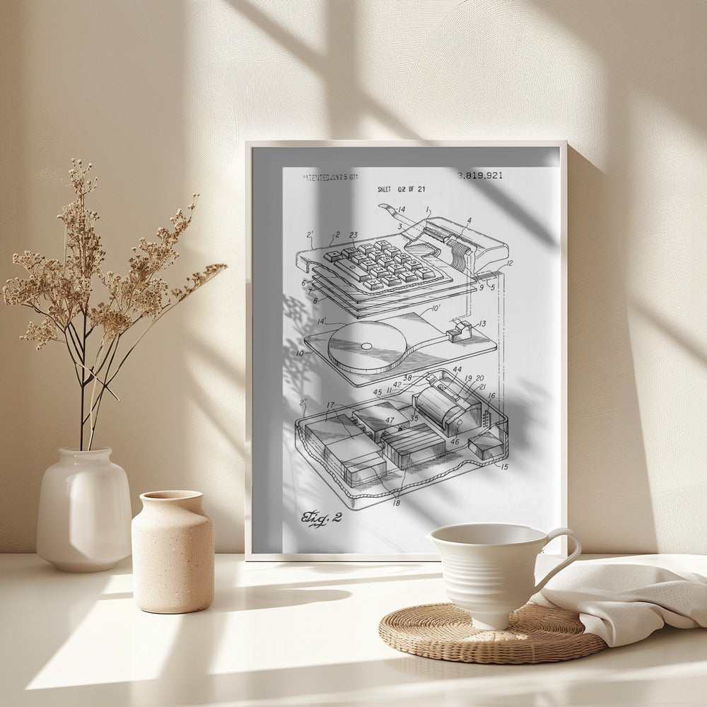 Electronic Calculator Patent 1974 - Poster / Art Print - interiör