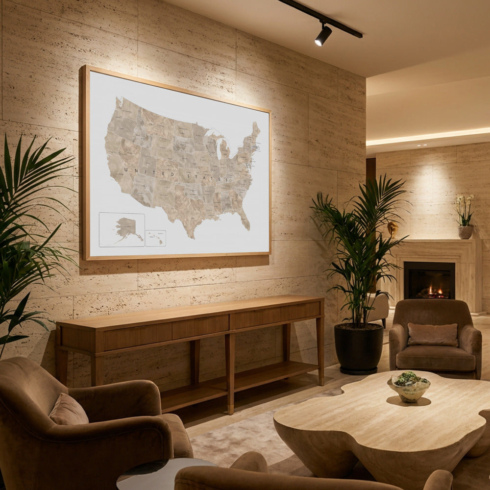 Taupe USA karta vattenfärg - Poster / Art Print - interiör