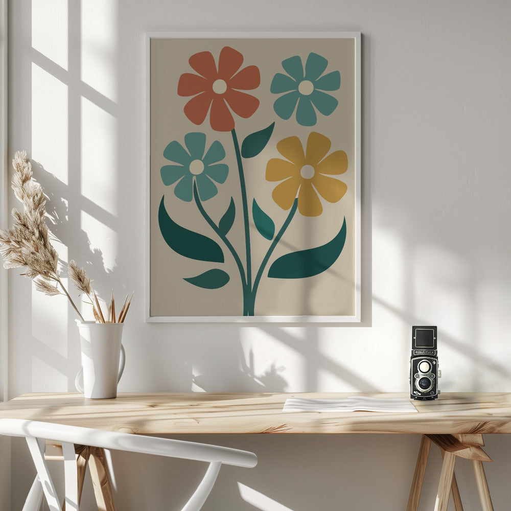 Boho Flowers Series No 4 - Poster / Art Print - interiör