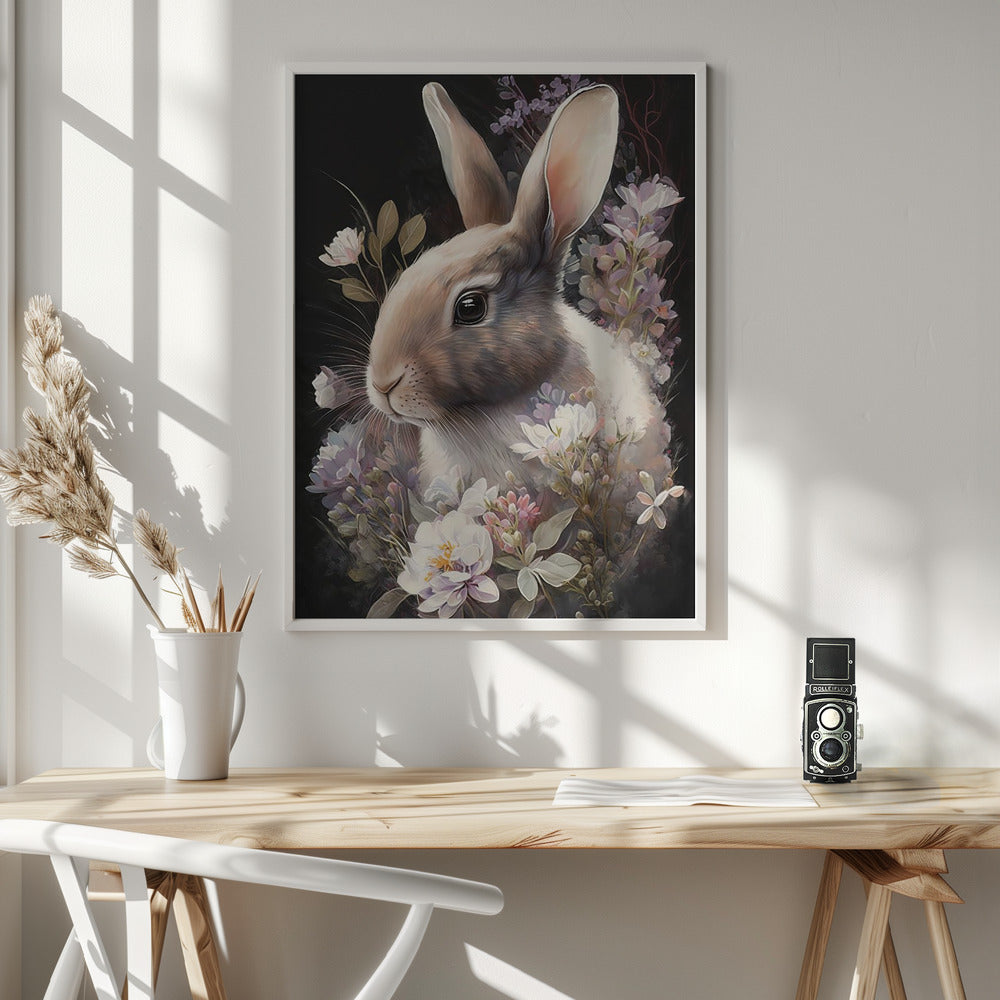 Rabbit and Flowers 3 - Poster / Art Print - interiör