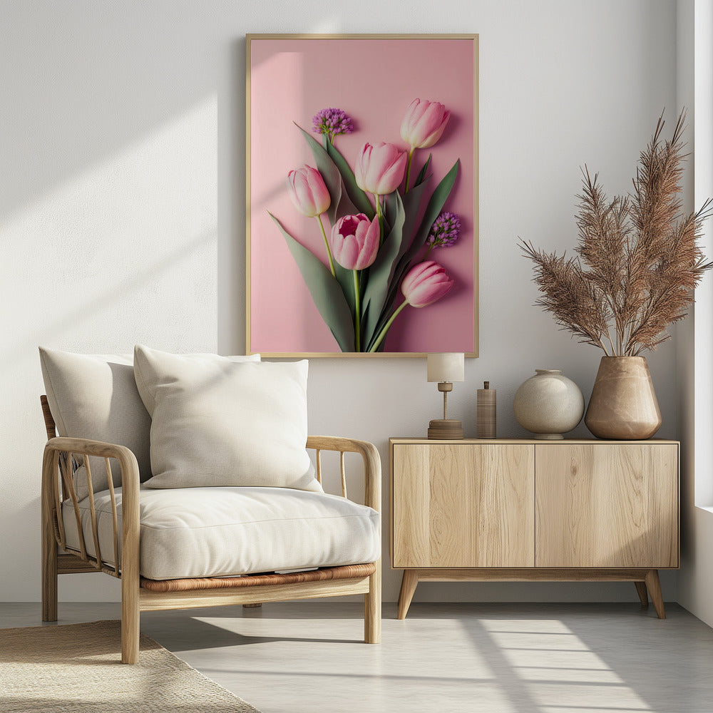 Pink Tulips - Poster / Art Print - interiör