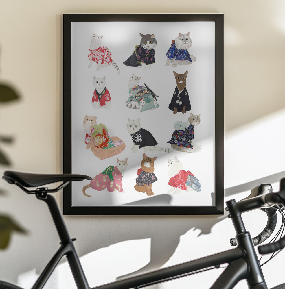 Cat In Kimono - Poster / Art Print - interiör