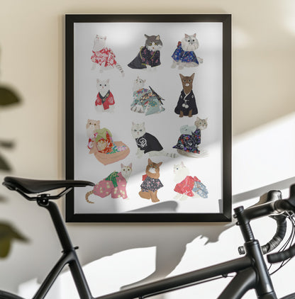 Cat In Kimono - Poster / Art Print - interiör