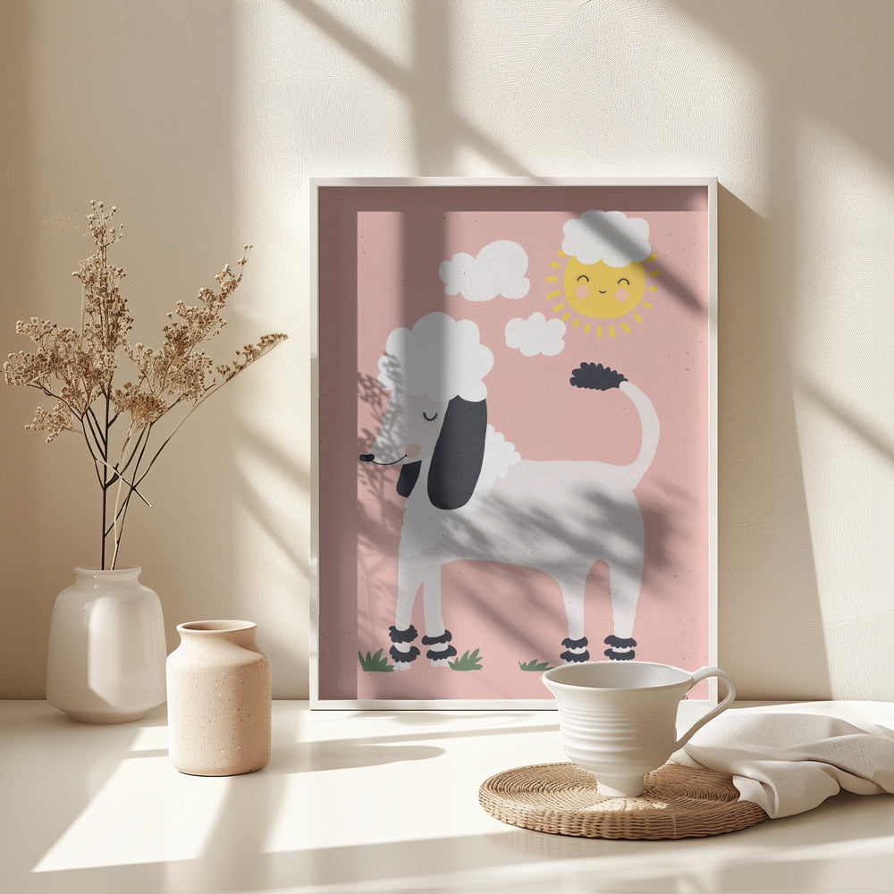 Happy Poodle - Poster / Art Print - interiör