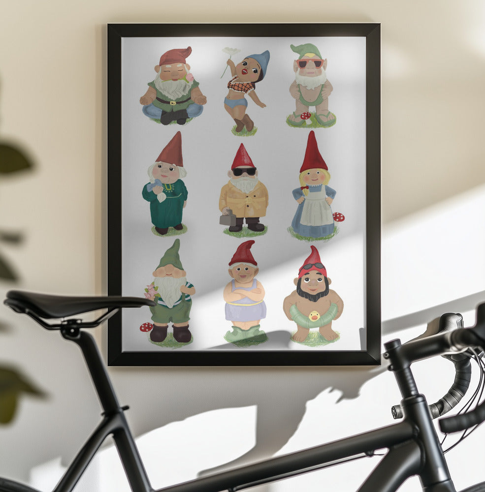 Garden Gnomes - Poster / Art Print - interiör
