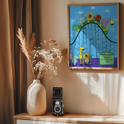 Jungle Animals Whizzing Down the Rollercoaster by Carla Daly - Poster / Art Print - interiör