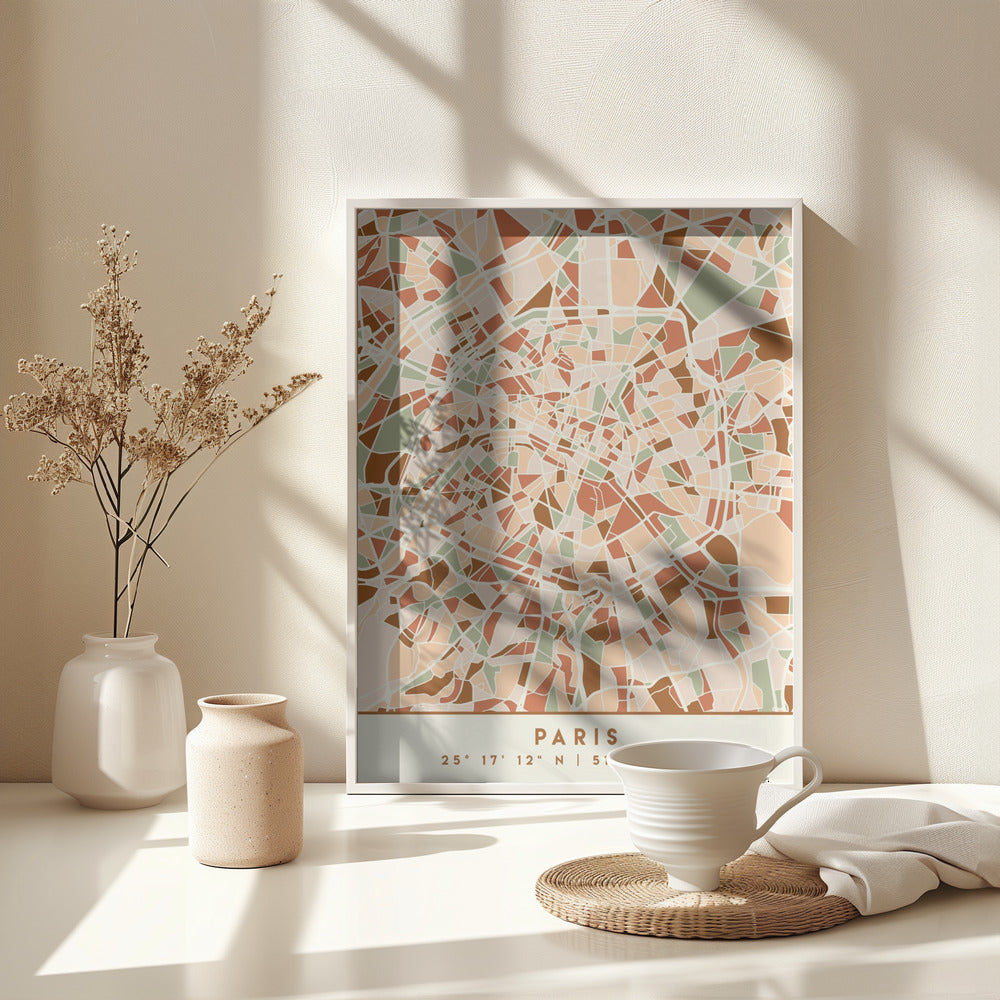 Black Maps Earth Tones 64 - Poster / Art Print - interiör