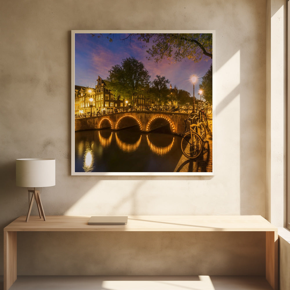 AMSTERDAM Idyllic nightscape from Keizersgracht - Poster / Art Print - interiör