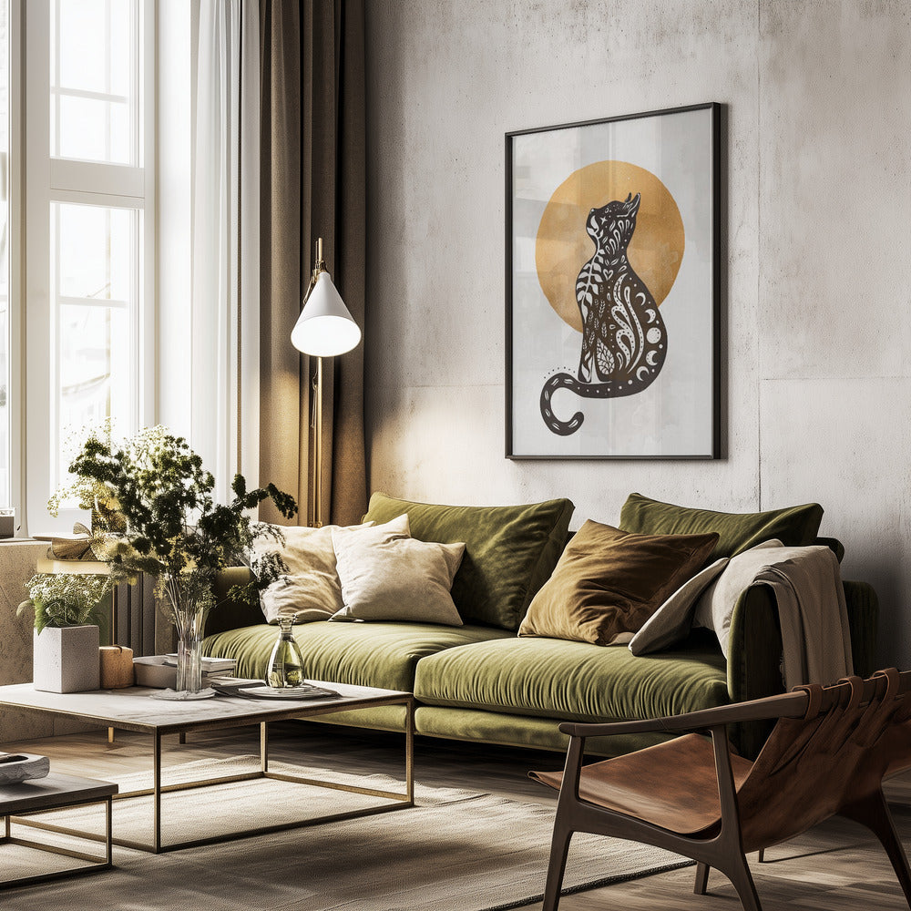 Mystic Moon Cat - Poster / Art Print - interiör
