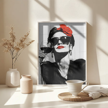 Woman and drink - Poster / Art Print - interiör