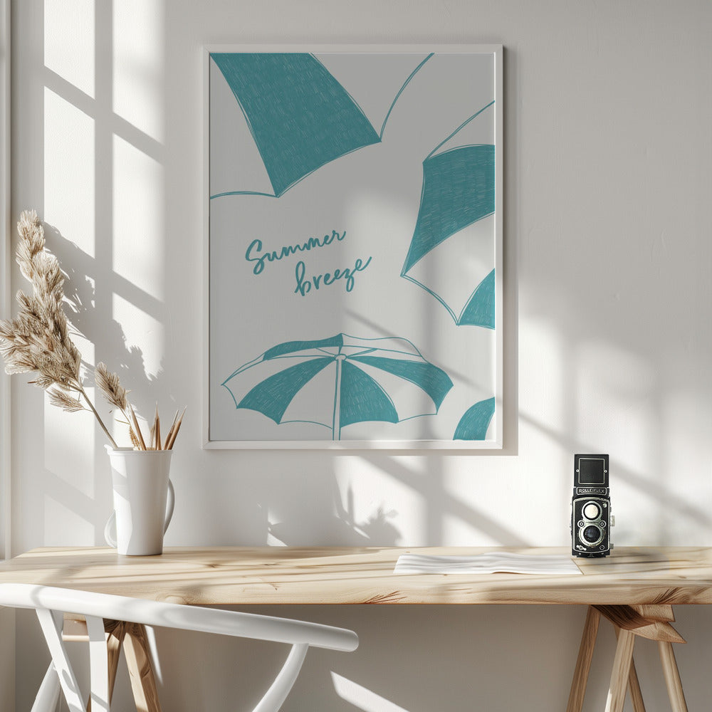 Summer beach parasols pencil sketch - Poster / Art Print - interiör