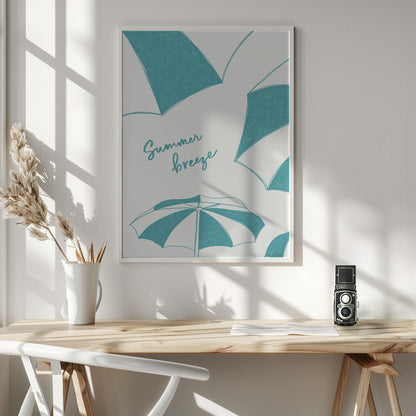 Summer beach parasols pencil sketch - Poster / Art Print - interiör