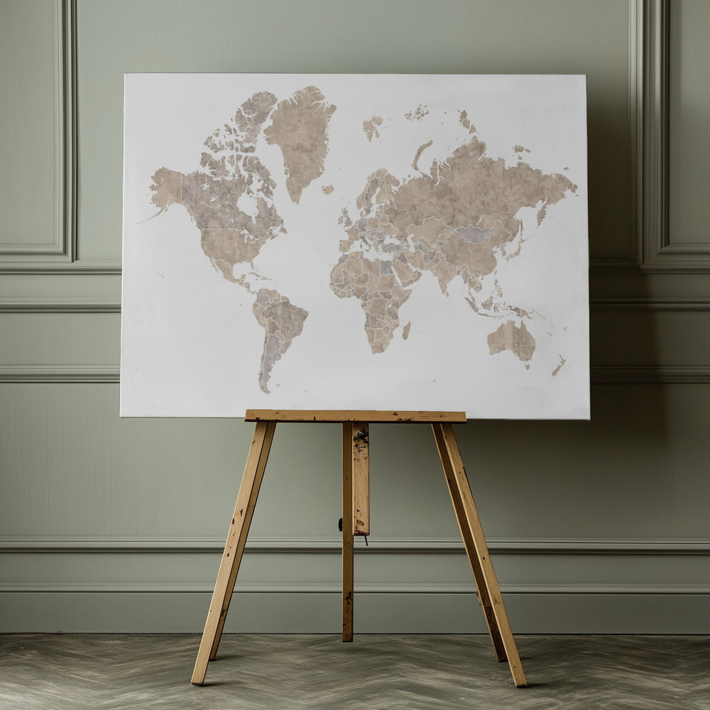 Abey världskarta - Poster / Art Print - interiör