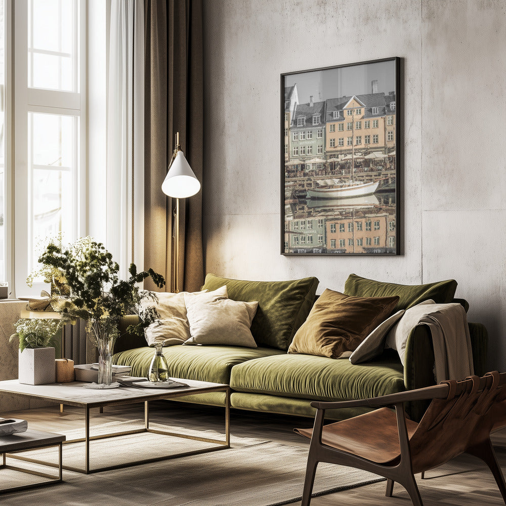 COPENHAGEN VINTAGE Quiet Nyhavn - Poster / Art Print - interiör