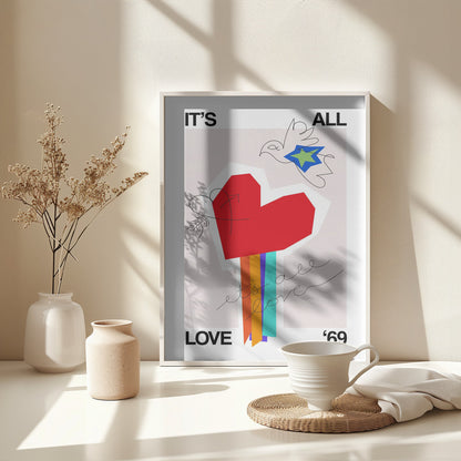 It's All Love '69 Heart Greige - Poster / Art Print - interiör
