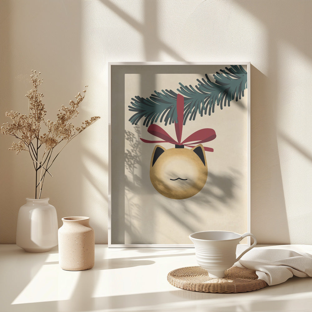 Meowry bauble godl/tan - Poster / Art Print - interiör