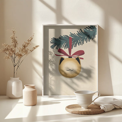Meowry bauble godl/tan - Poster / Art Print - interiör