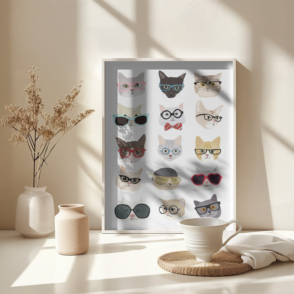 Cats With Glasses - Poster / Art Print - interiör