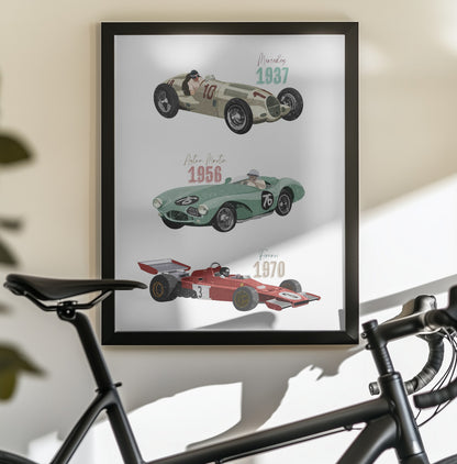Vintage Racecars - Poster / Art Print - interiör