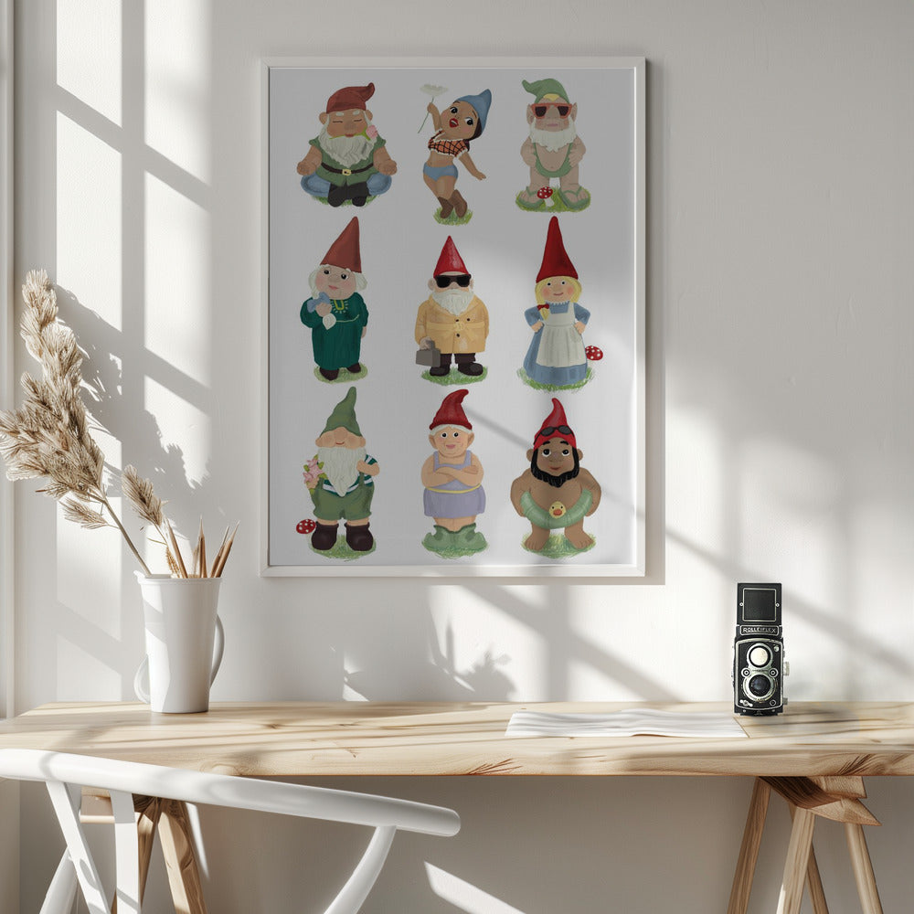 Garden Gnomes - Poster / Art Print - interiör
