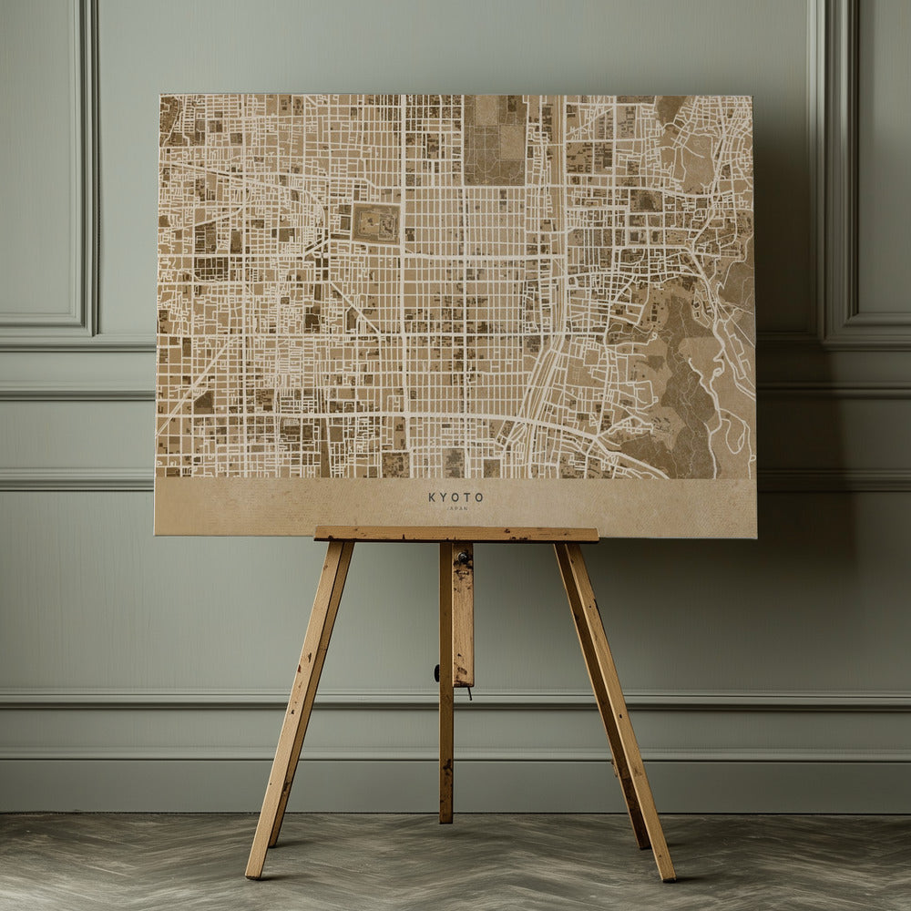 Sepia karta av Kyoto - Poster / Art Print - interiör