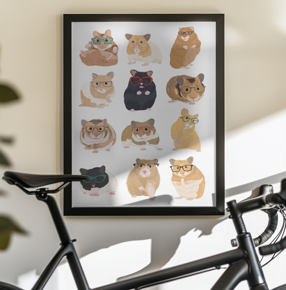 A1 Hamsters In Glasses - Poster / Art Print - interiör