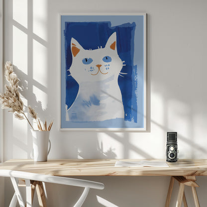 Cat In Blue - Poster / Art Print - interiör